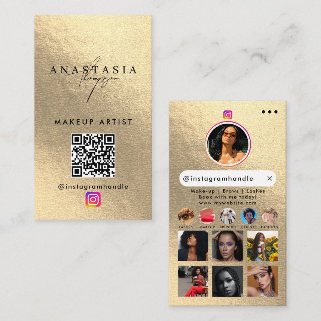Carte De Visite Influencer Beauty Nails Médias sociaux Or (Devant / Derrière)