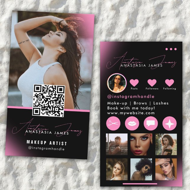 Carte De Visite Influenceur Beauté Artiste Hair Nails Lashes Rose (Influencer Beauty Artist Hair Nails Lashes Pink Business Card)
