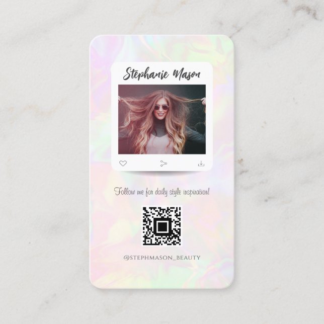 Carte De Visite Influenceur des médias sociaux Moderne Holographiq (Devant)