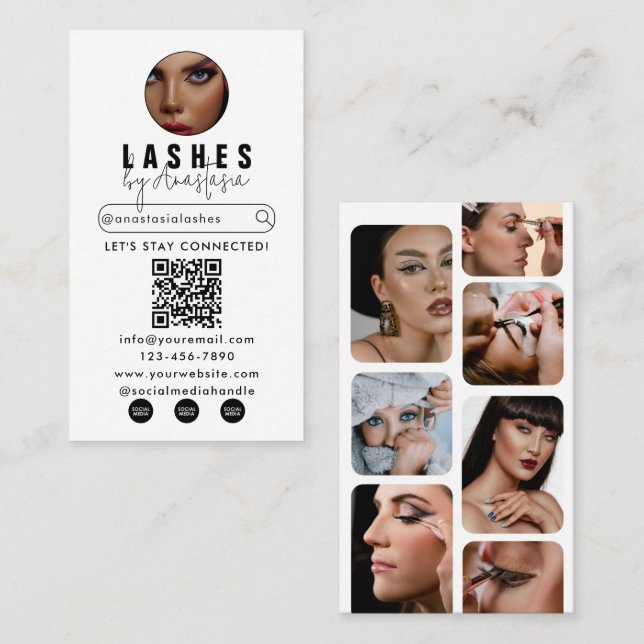 Carte De Visite Influenceur Maquillage de beauté Artiste Lashes de (Devant / Derrière)