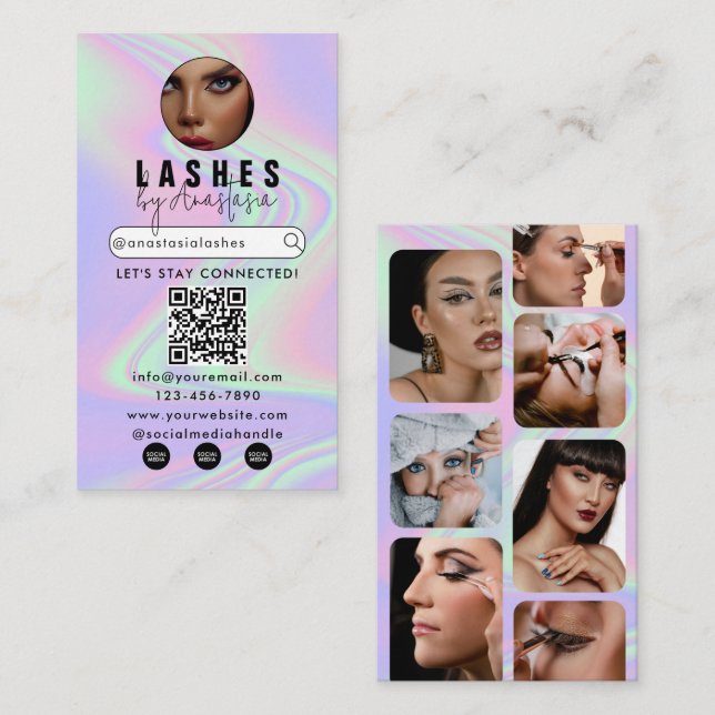 Carte De Visite Influenceur Maquillage de beauté Artiste Lashes de (Devant / Derrière)