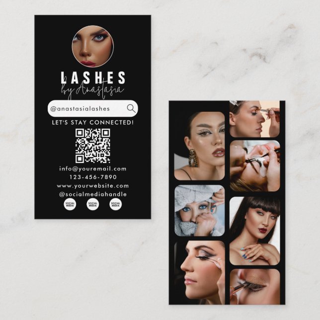 Carte De Visite Influenceur Maquillage de beauté Artiste Lashes de (Devant / Derrière)