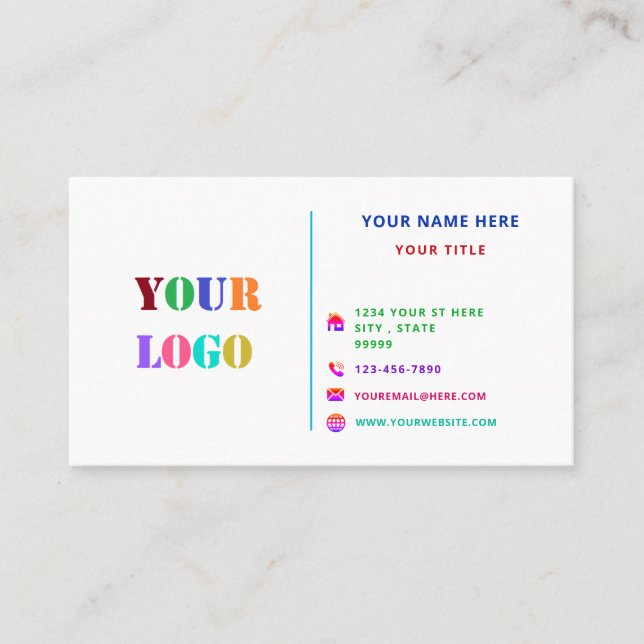 Carte De Visite Informations sur le logo professionnel personnalis (Devant)