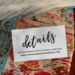 Carte De Visite Informations sur le Mariage d'écriture décontracté