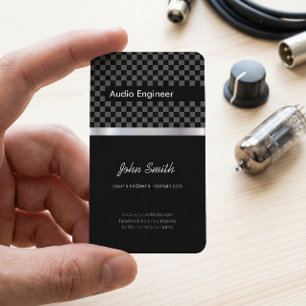 Carte De Visite Ingénieur audio - Élégant Carré d'argent noir