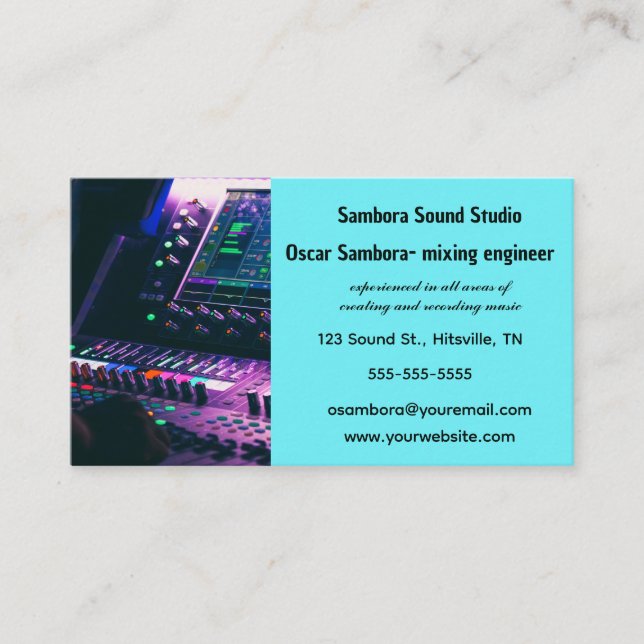 Carte De Visite Ingénieur de mixage audio de musique modifiable (Devant)