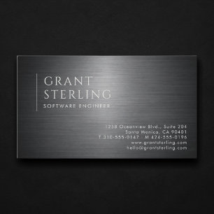 Carte De Visite Ingénieur logiciel Métallique Professionnel