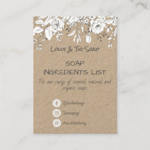 Carte De Visite Ingrédients Rose de savon Kraft