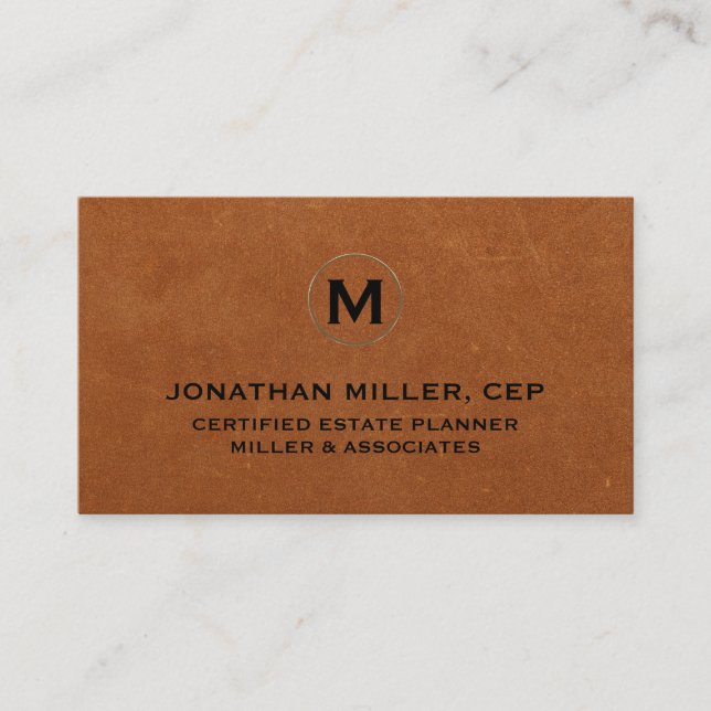 Carte de visite initial en cuir de taille minimale (Devant)