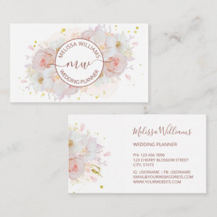 Carte De Visite Initiales de logo Fleurs de Teint Blanc