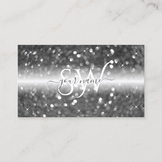 Carte De Visite Initiales de Parties scintillant brillante en arge (Devant)