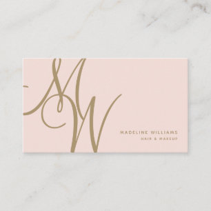 Carte De Visite Initiales de script Chic Blush Pink Gold