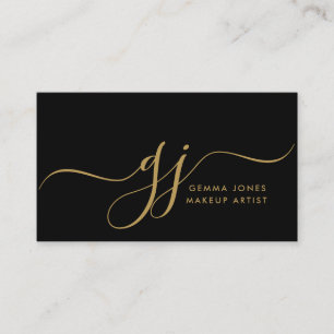 Carte De Visite Initiales de script or moderne maquillage Artiste