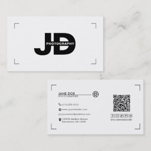 Carte De Visite Initiales minimales modernes Appareil photo Photog