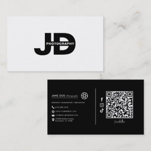 Carte De Visite Initiales minimales modernes Appareil photo Photog