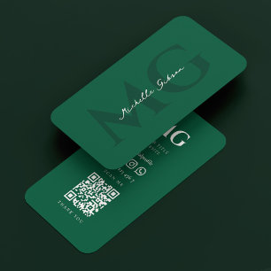 Carte De Visite Initiales minimaux Professionnels Chasseur Vert