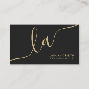 Carte De Visite Initiales modernes de monogramme de noir chic