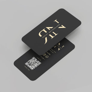 Carte De Visite Initiales Professionnelles Monogram Modernes Gris