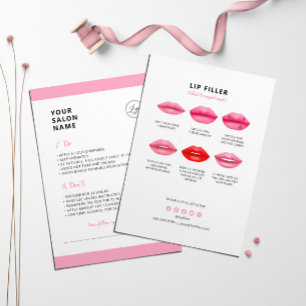 Carte De Visite Injections de lèvres - Instructions pour les soins