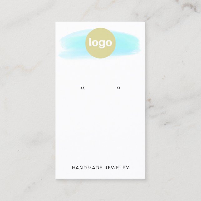 Carte De Visite Insérer un logo bleu aquarelle écran d'oreille (Devant)