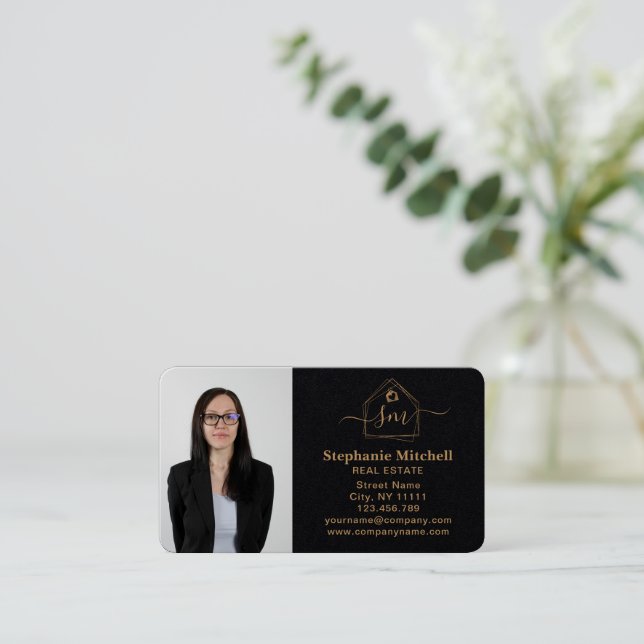 Carte De Visite Insérer une photo Réaliseur immobilier Clé Maison  (Debout devant)