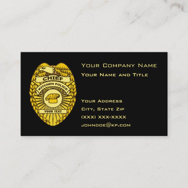 Carte De Visite Insigne du chef de la police de cuisine (Devant)
