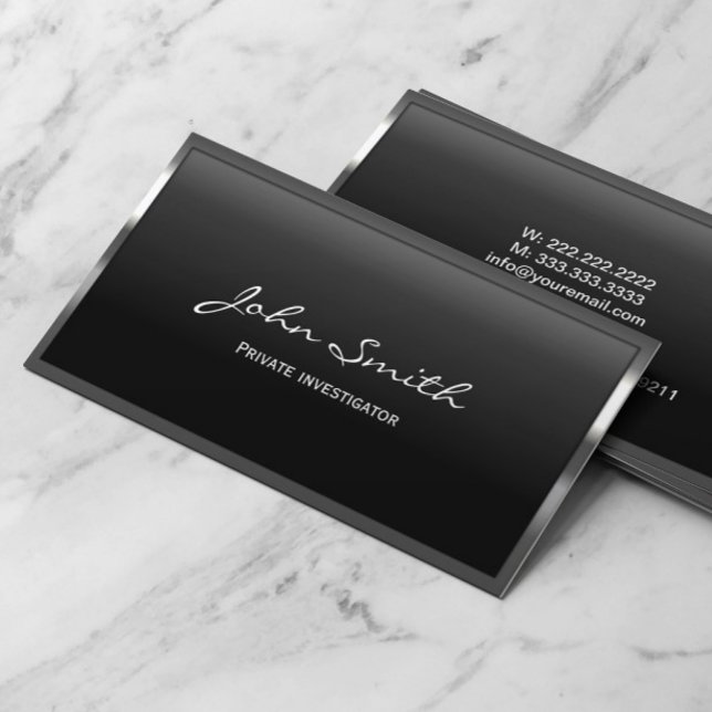 Carte De Visite Inspecteur Détective Cool Frontière métallique (Créateur téléchargé)