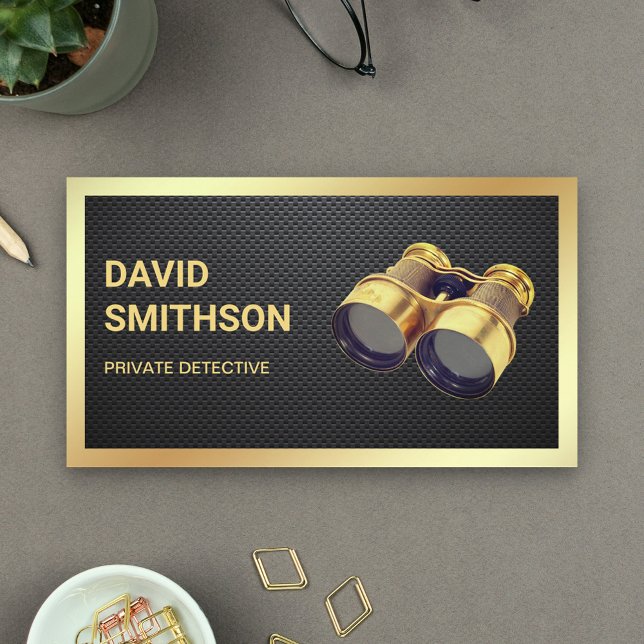 Carte De Visite Inspecteur privé de la fibre de carbone noire (Créateur téléchargé)