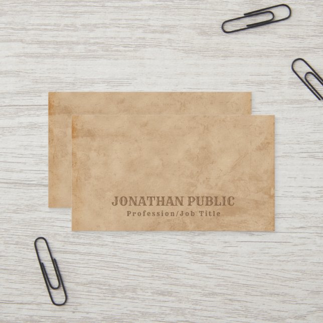 Carte De Visite Inspiration Antique Look Premium épais luxe (Devant/Arrière en situation)