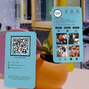 Carte De Visite Instagram Blue and Black Beauty Salon Professionne