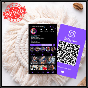 Carte De Visite Instagram Connectez-vous avec nous Violet Entraîne