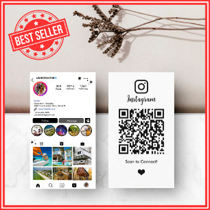 Carte De Visite Instagram de l'agent immobilier   Code QR blanc Im