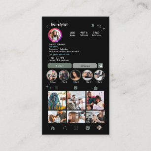 Carte De Visite Instagram Hair Styliste Sage Green QR Médias socia
