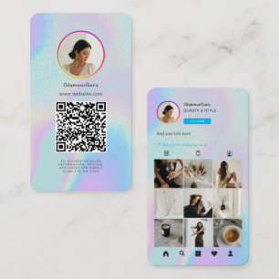 Carte De Visite Instagram Holographic QR Code 10 Grille photo