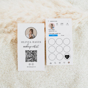 Carte De Visite Instagram Light Thème QR Code Loyalty Punch Card