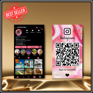 Carte de visite Instagram LUXURY code QR Agate Mar
