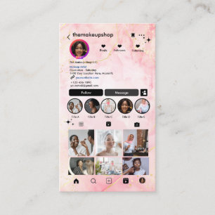 Carte De Visite Instagram Marble Rose QR Code Social Media