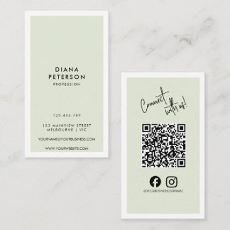 Carte De Visite Instagram minimaliste Facebook Social Media QR Cod