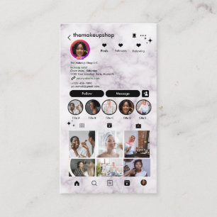 Carte De Visite Instagram Modern Marble QR Code Médias Sociaux