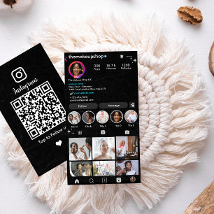 Carte De Visite Instagram Noir   Coiffeur    Médias Sociaux