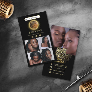 Carte De Visite Instagram Parties scintillant Gold African Hair Br
