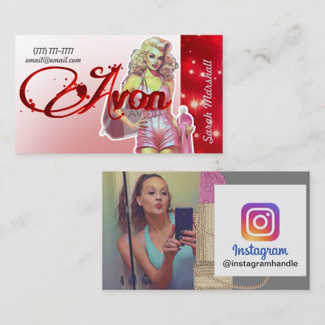 Carte de visite Instagram représentant Avon (Devant / Derrière)