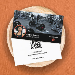 Carte De Visite Instagram Social Media Black Photo QR