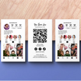 Carte De Visite Instagram Style Qr Code moderne Elégant noir blanc