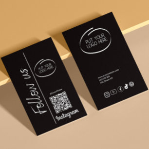 Carte De Visite Instagram Suivez-Nous Qr Code Black Business Logo