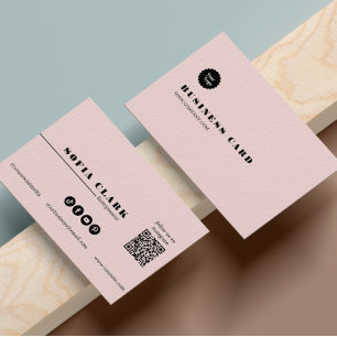 Carte De Visite Instagram Suivez-nous Qr Code rose et noir