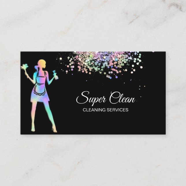 Carte De Visite Installation de nettoyage de domestique holographi (Devant)