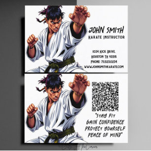 Carte De Visite Instructeur d'arts martiaux Karaté Taekwondo Judo