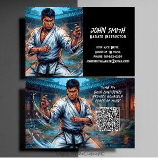 Carte De Visite Instructeur d'Arts Martiaux Karaté Taekwondo Judo