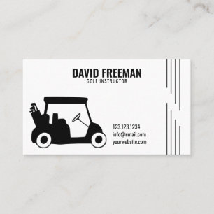 Carte De Visite Instructeur de golf blanc Silhouette Cart Simple